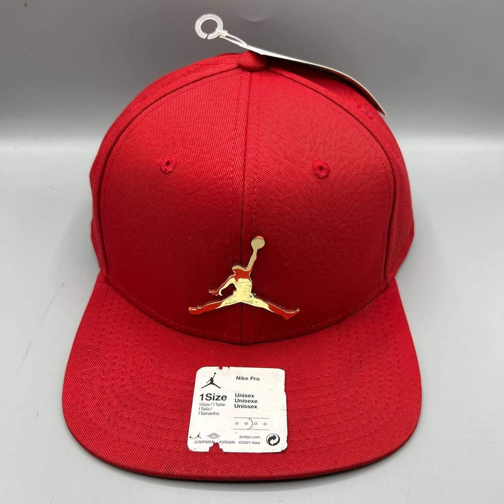 Air Jordan Hat Men Red Cement Elephant Gold Metal Jumpman Snap Back Cap New